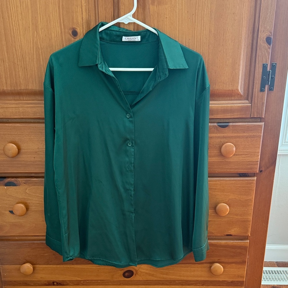 Forest Green Button-Down silk Shirt